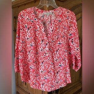 Loft 3/4 sleeve split-neck top